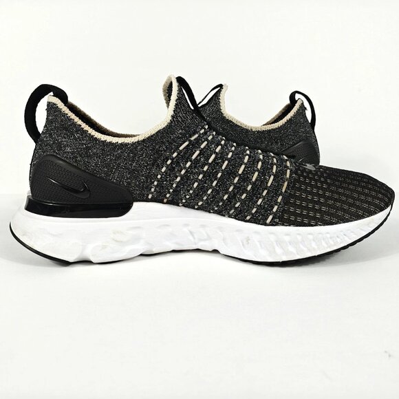 Nike React Phantom Run Flyknit 2 Womens 6.5 White Black Running Shoes CJ0280-002 - Picture 10 of 16
